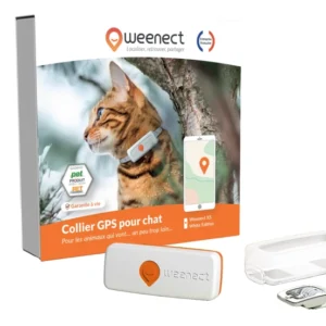 Collier traceur GPS pour chat - Blanc