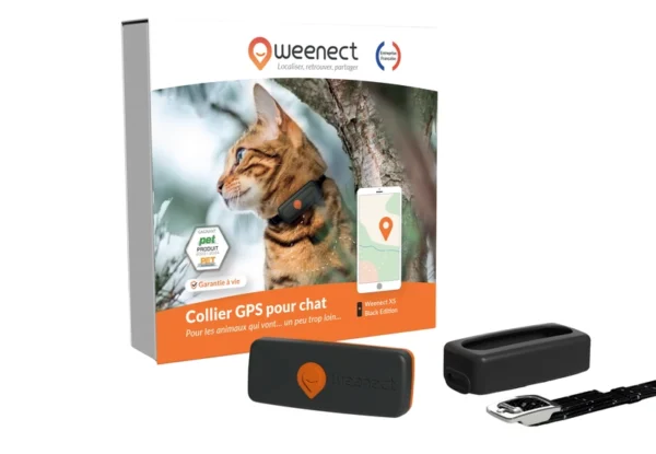 Collier traceur GPS pour chat - Noir